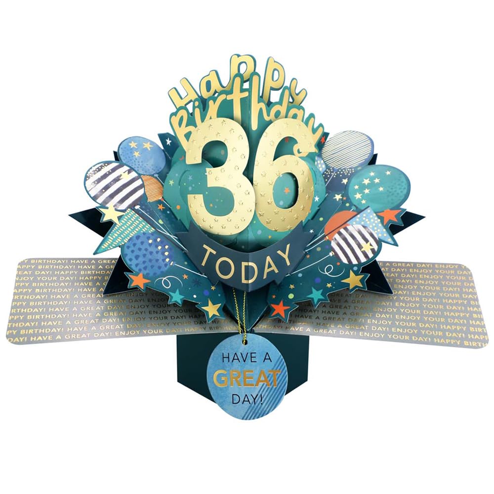 36 Today Happy 36th Birthday Pop-Up Greeting Card Love Kate's Pop Up Cards Him Design POP237MC36 โ image 1