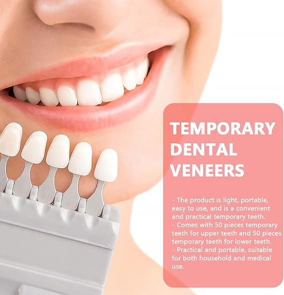 Healifty 100PCS/ Set Temporary Tooth Repair Kit Teeth Veneer Repair Kit Tooth Filler Kit Dental Temporary Crown for Fix Filling The Missing Broken Tooth Dental Gaps