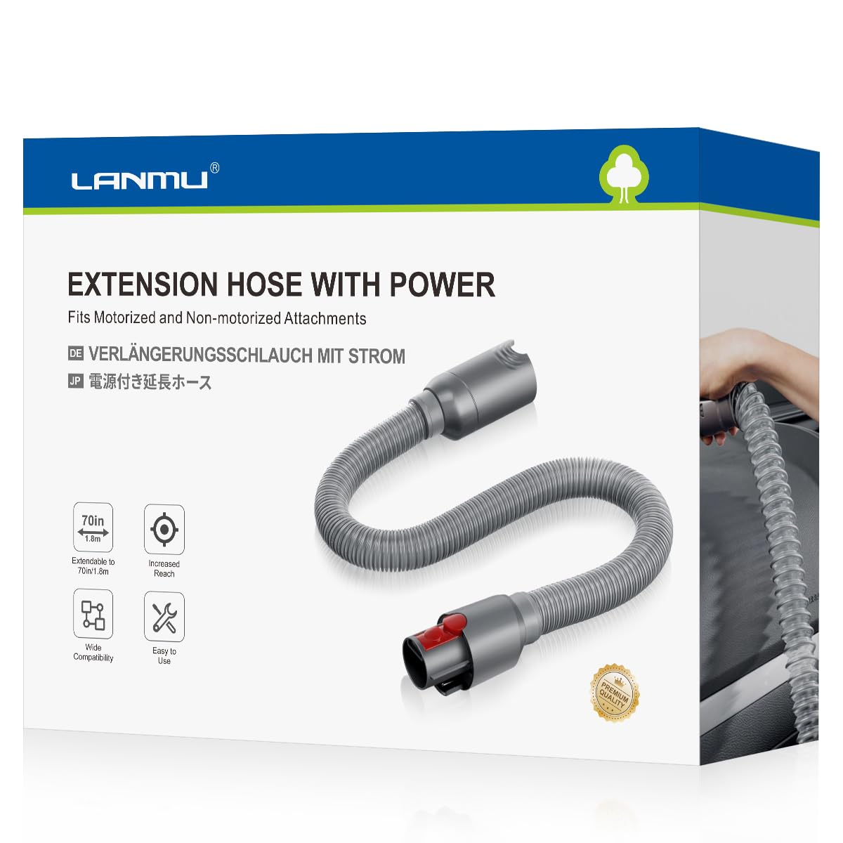 LANMU Extension Hose with Power Compatible with V7 V8 V10 V11 Outsize Cordless Vacuum Cleaner, Fits Motorized and Non-motorized Attachments (Up to 70in)