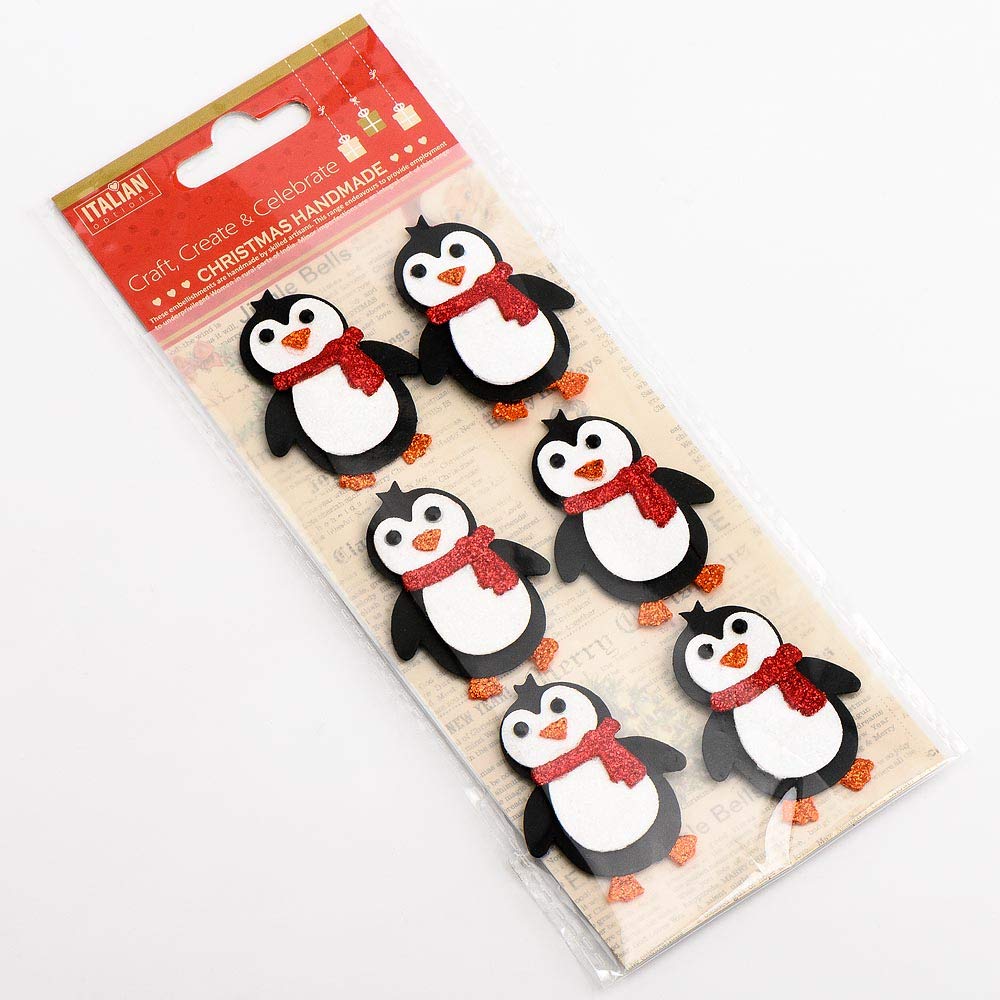 Italian Options Glitter Penguins Christmas Craft Decorations (Pack of 6)