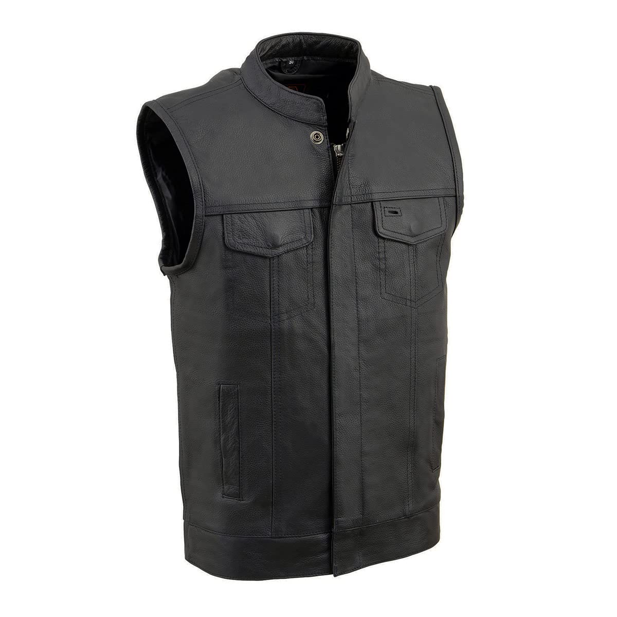 Milwaukee Leather LKY3850 Youth Size Black Leather Open Neck Club Style Motorcycle Riders Vest - 34