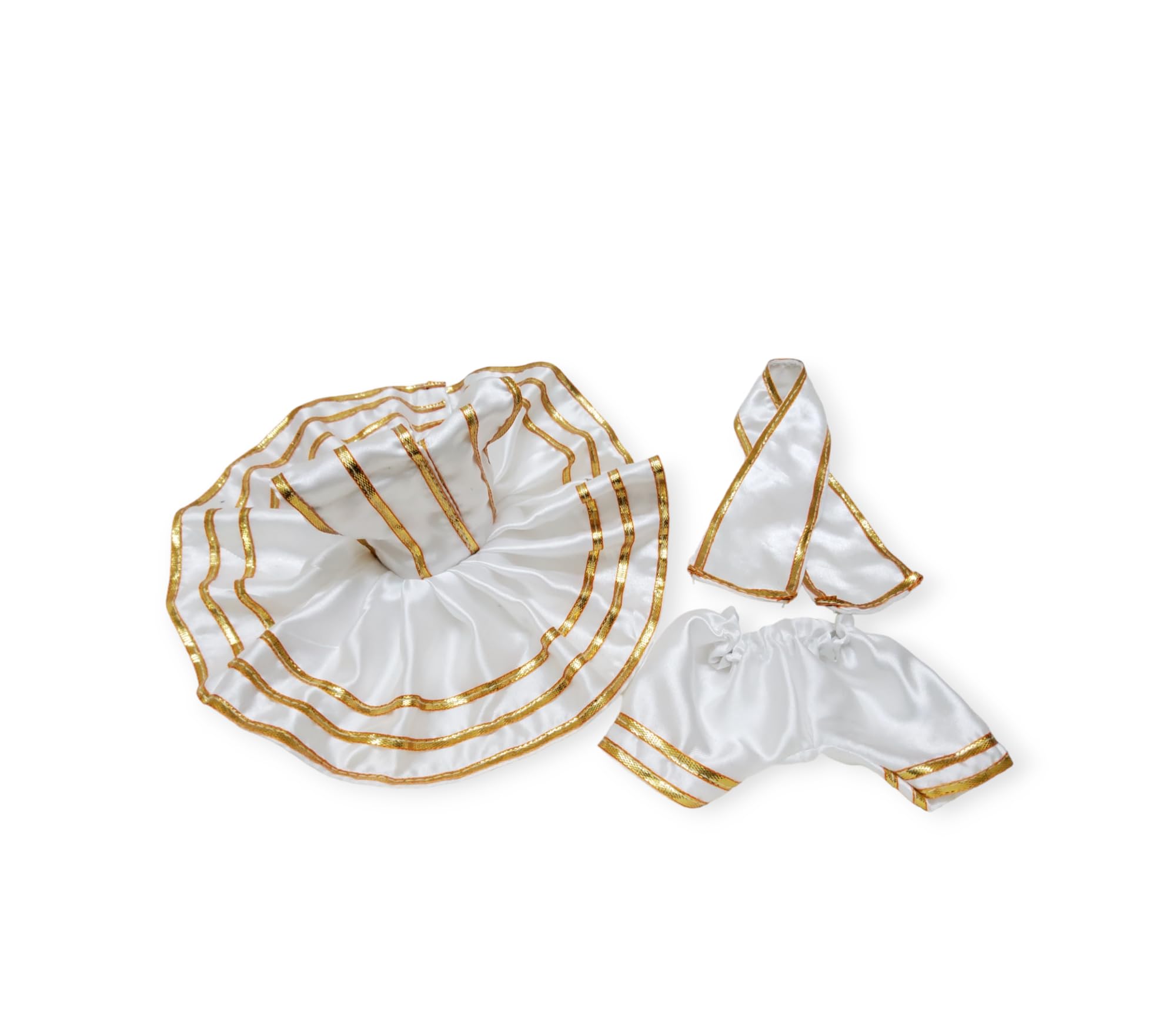 Ladoo Gopal | Kanha Ji | Krishna Ji | Bal Gopal | Laddu Gopal Dress with Pant and Patka | White Dress | Size (3)