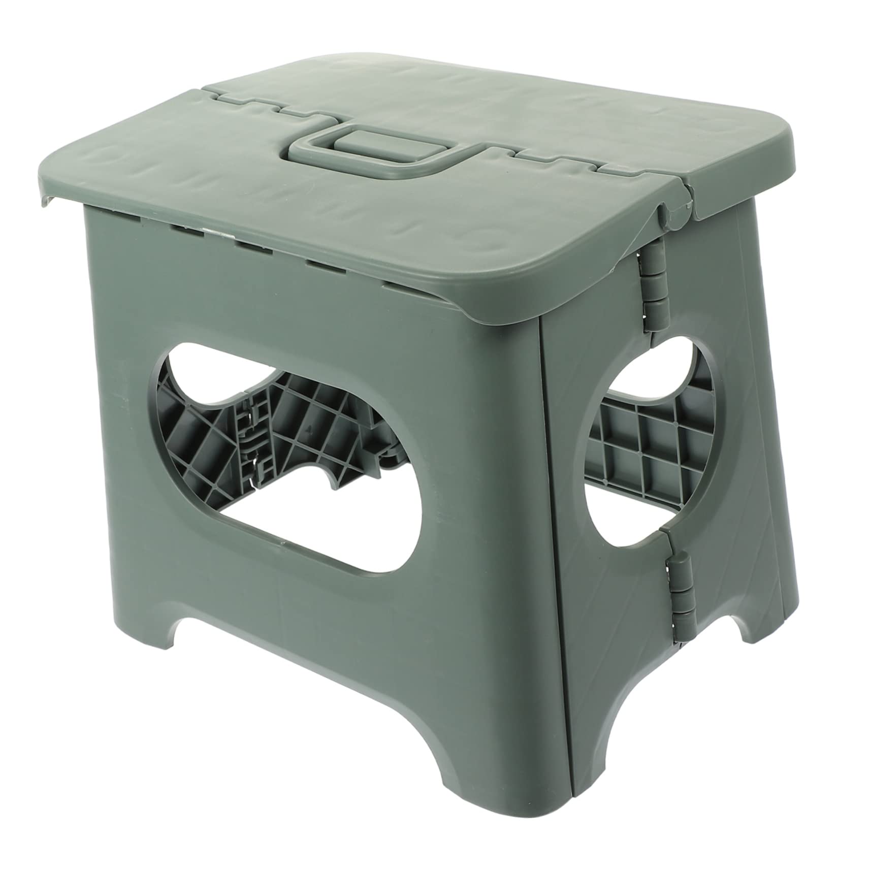 Mikikit Heavy Duty Stool with Handle Portable Plastic Folding Stool for Outdoor Fishing Camping and Home Use Ergonomic Design for Easy Carrying and Storage