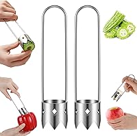2-Pack Stainless Steel Bell Pepper Seed Corer - Multifunctional Fruit Vegetable Core Remover for Apples, Pears, Peppers & More
