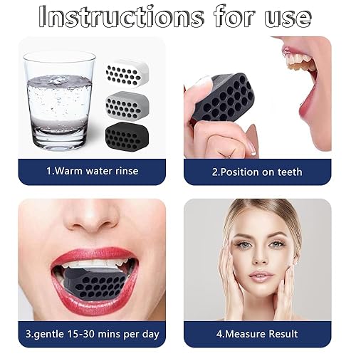 Miniatura 6 de Ejercitador de mandíbula para hombres y mujeres, 6 piezas de silicona para ejercitar la mandíbula potente fortalecedor de mandíbula moldeador de