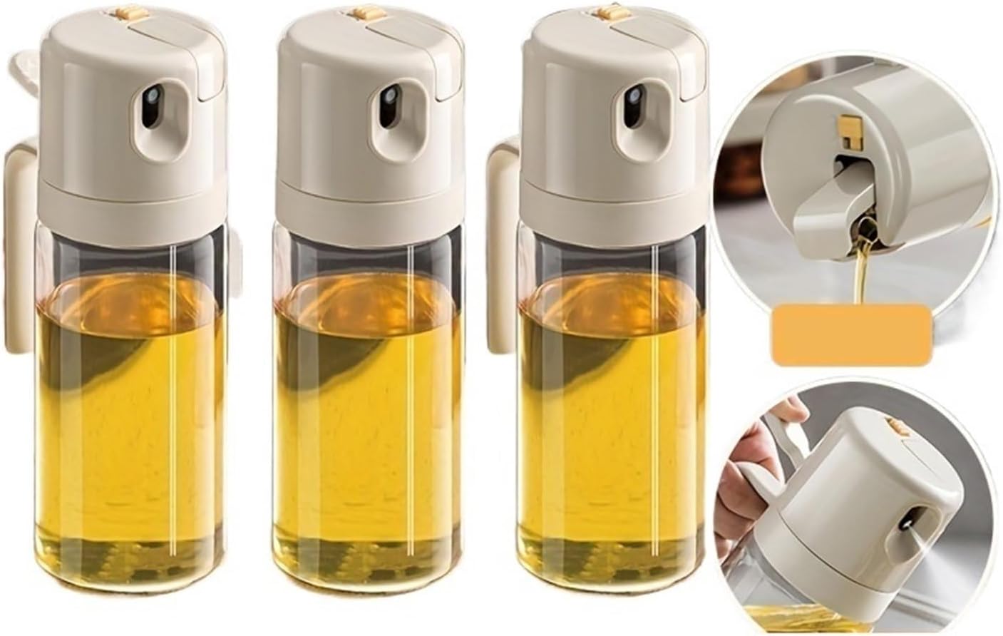 550ML Oil Sprayer Bottle - 2 in 1 Oil Dispenser fit for BBQ Cooking and Kitchen Use(3PCS)