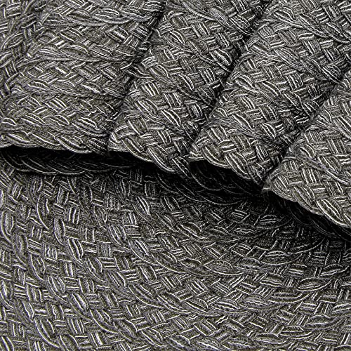 Image of SHACOS Round Braided Placemats Set of 6 Thick Woven Placemats Washable 15 inch Circle Place Mats Non Slip Table Mats for Dining Table, Gray White