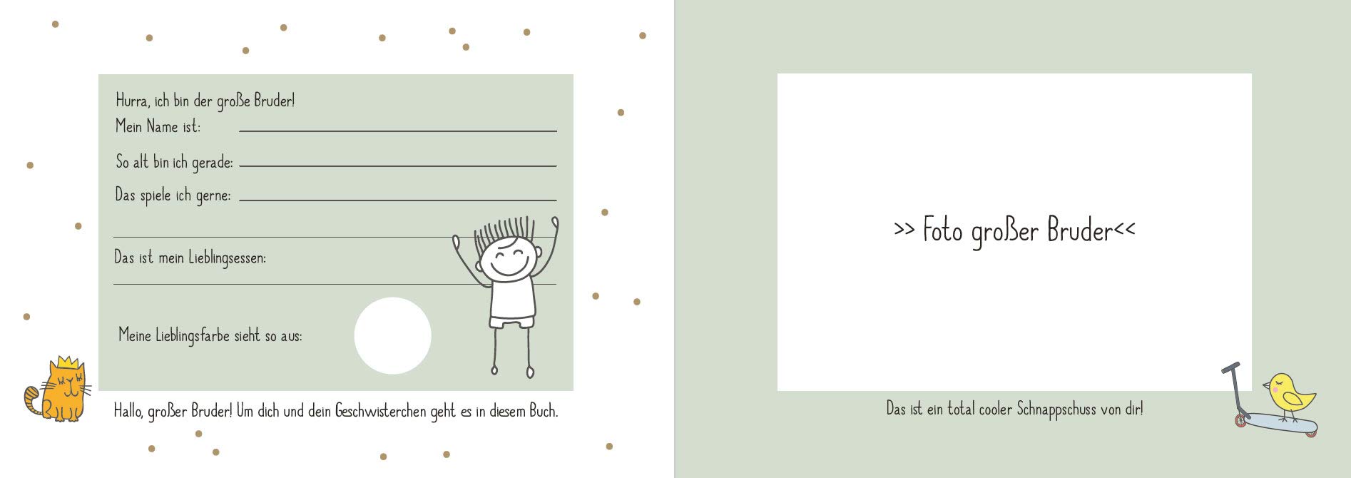 Gift for Big Brother, "kleine Schwester + großer Bruder" Book, Environmentally Friendly, Recycled Paper - Image 2