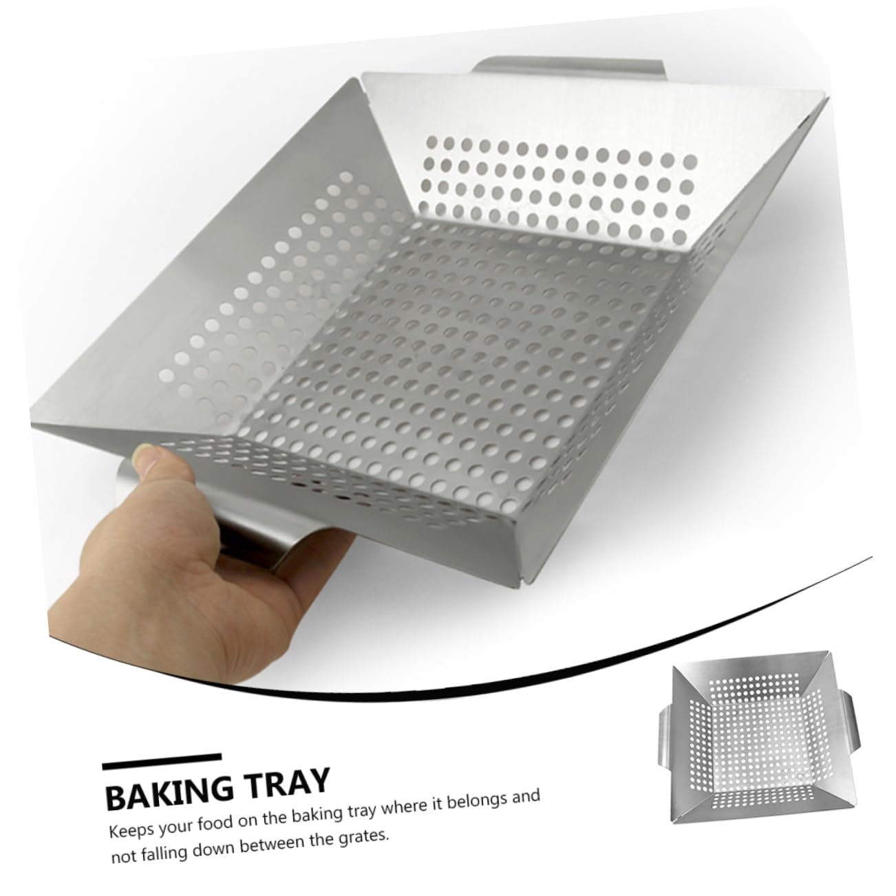 1pezzi Square Baking Tray Acciaio Inossidabile Per Barbecue Vassoio Grigliata Per e Verdure Strumento Bbq Multiuso Resistente e Pratico