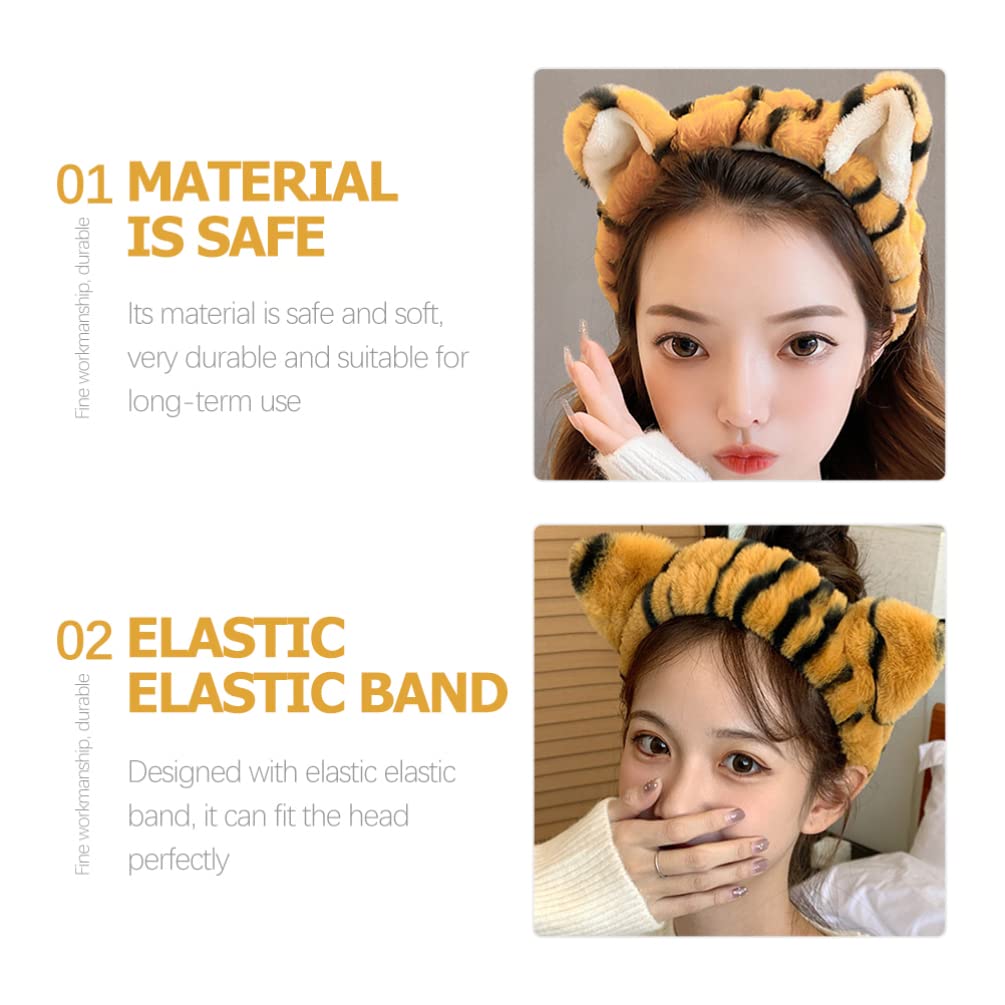 fascia orecchie tigre bambina, peluche morbido, per cura viso e feste fascia orecchie tigre bambina, peluche morbido, per cura viso e feste