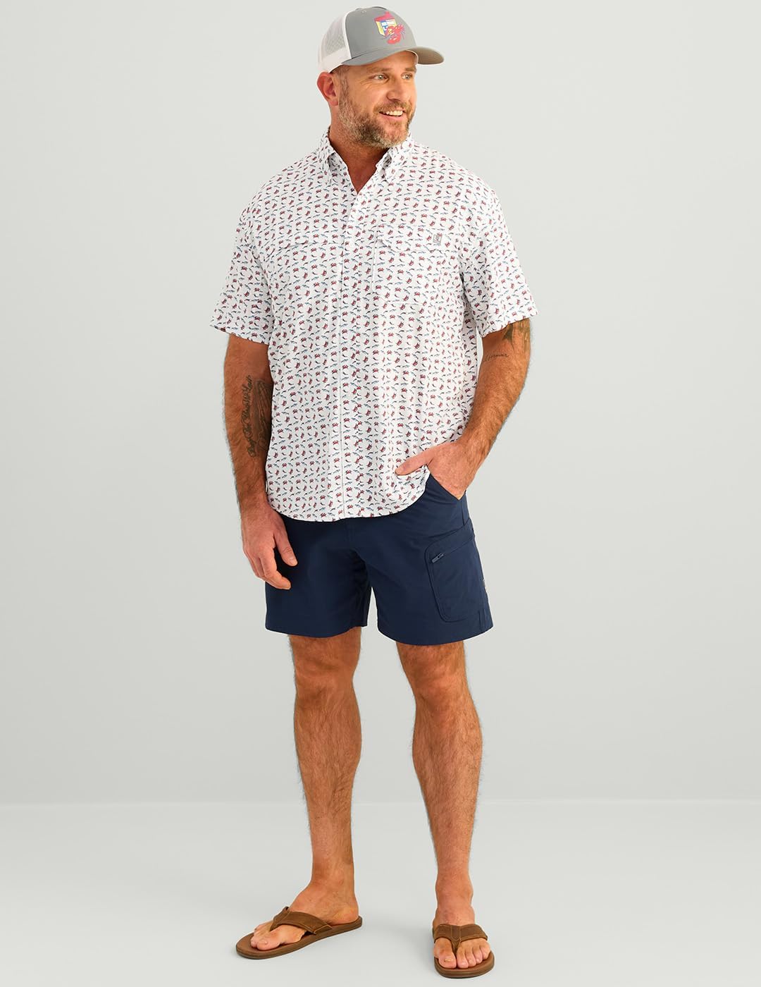 HUK - Men's Tide Point Pattern Short Sleeve Shirt, Fishing Button Down - Image 2