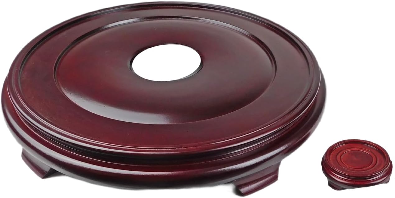 Oriental Furnishings Dark Red Mahogany Porcelain Vase Stand (6.5" W x 2" H)