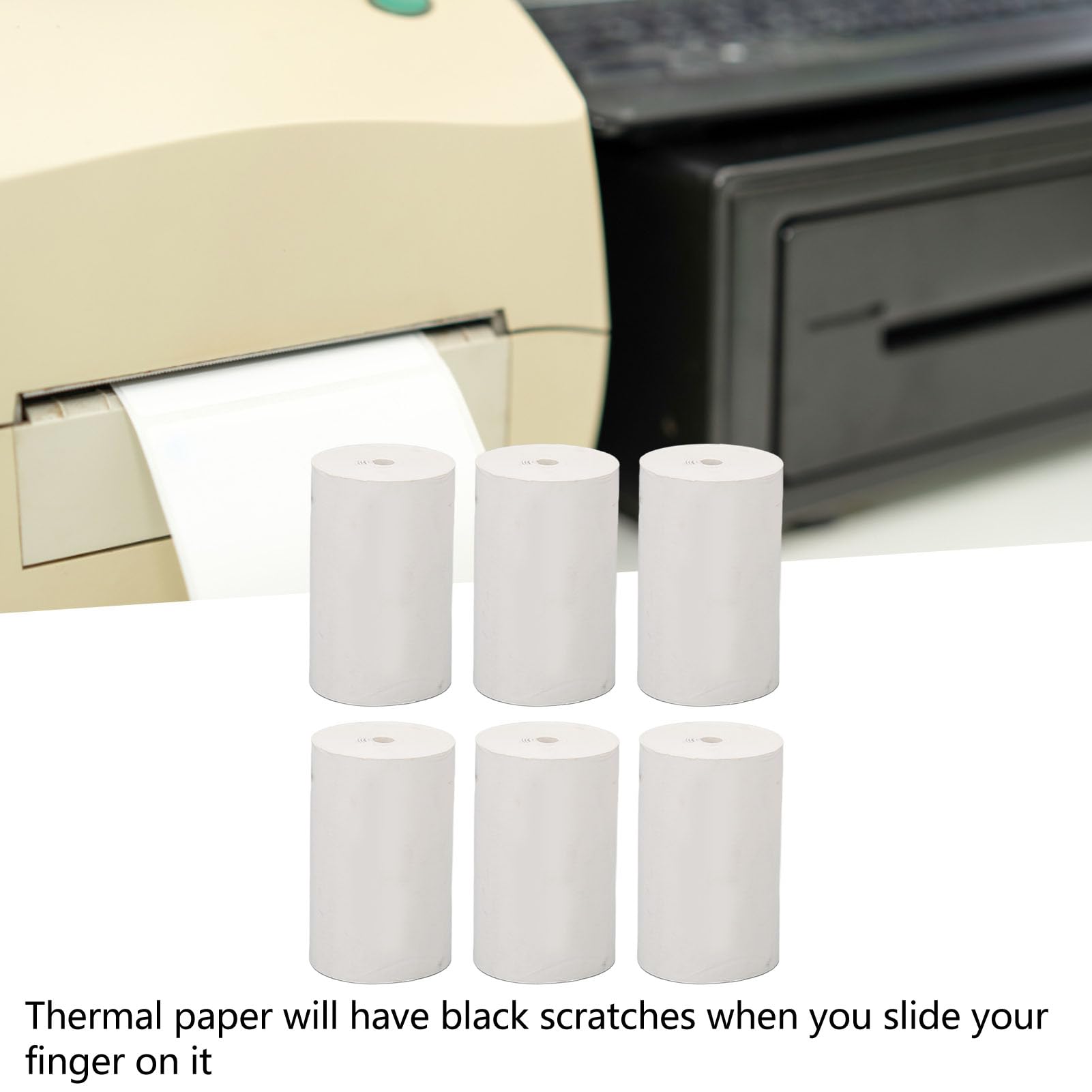 FLEXMAN 50 Rollos de Papel Térmico para Recibos, Papel de Recibo de 3,1 X 2 Pulgadas, Papel Térmico, Papel de Recibo de Impresión Transparente Grueso para Páginas Web, Etiquetas (Sin núcleo de tubo)
