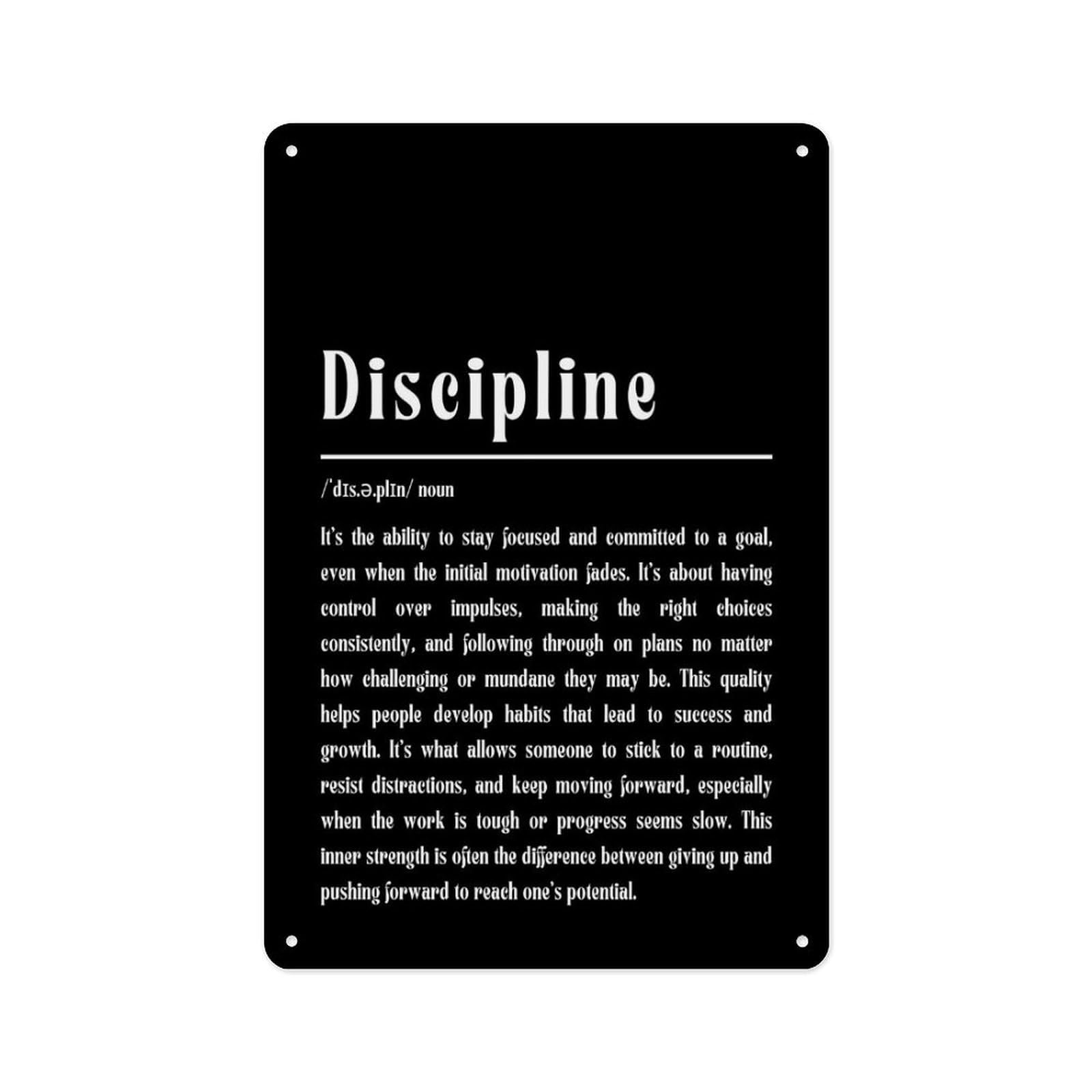 peiyeety Metal Tin Sign 12 X 8 Inch Discipline Vintage Sign(4) – Motivational Quote, Metal Plaque, For Cafe Beer Club Gym Office Living Room Wall Inspirational Decorative