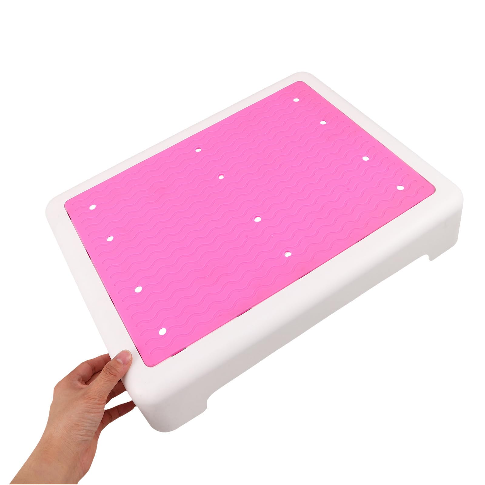 Sgabello Bagno Antiscivolo Rosa in Plastica per Anziani, Facile da Pulire Alta Capacità di Carico, per Toilette e Bagno