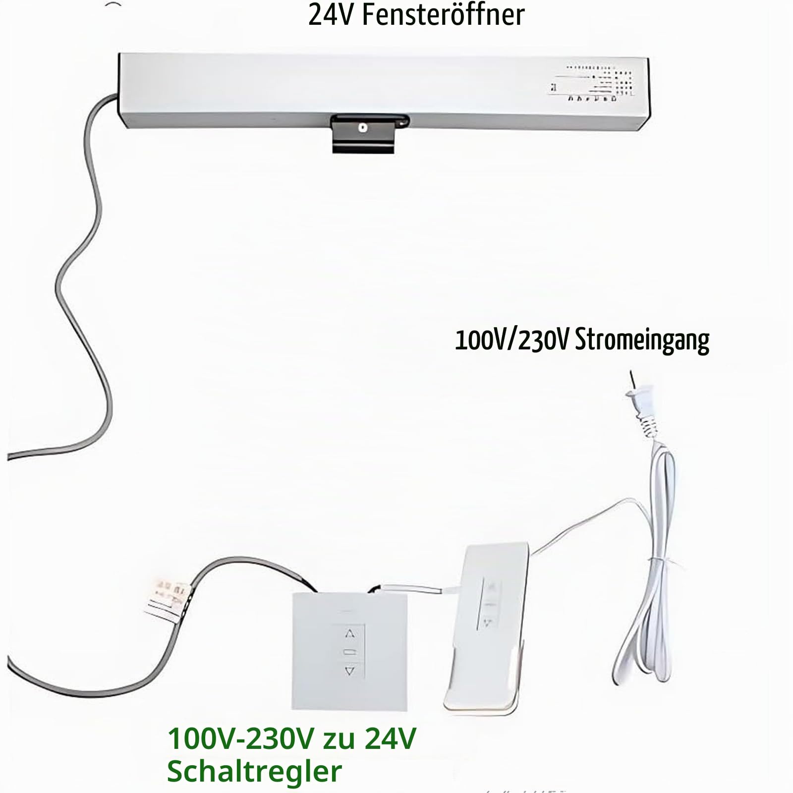 Automatischer Fensteröffner mit Fernbedienung und Schalter, für Dachfenster und Schiebefenster