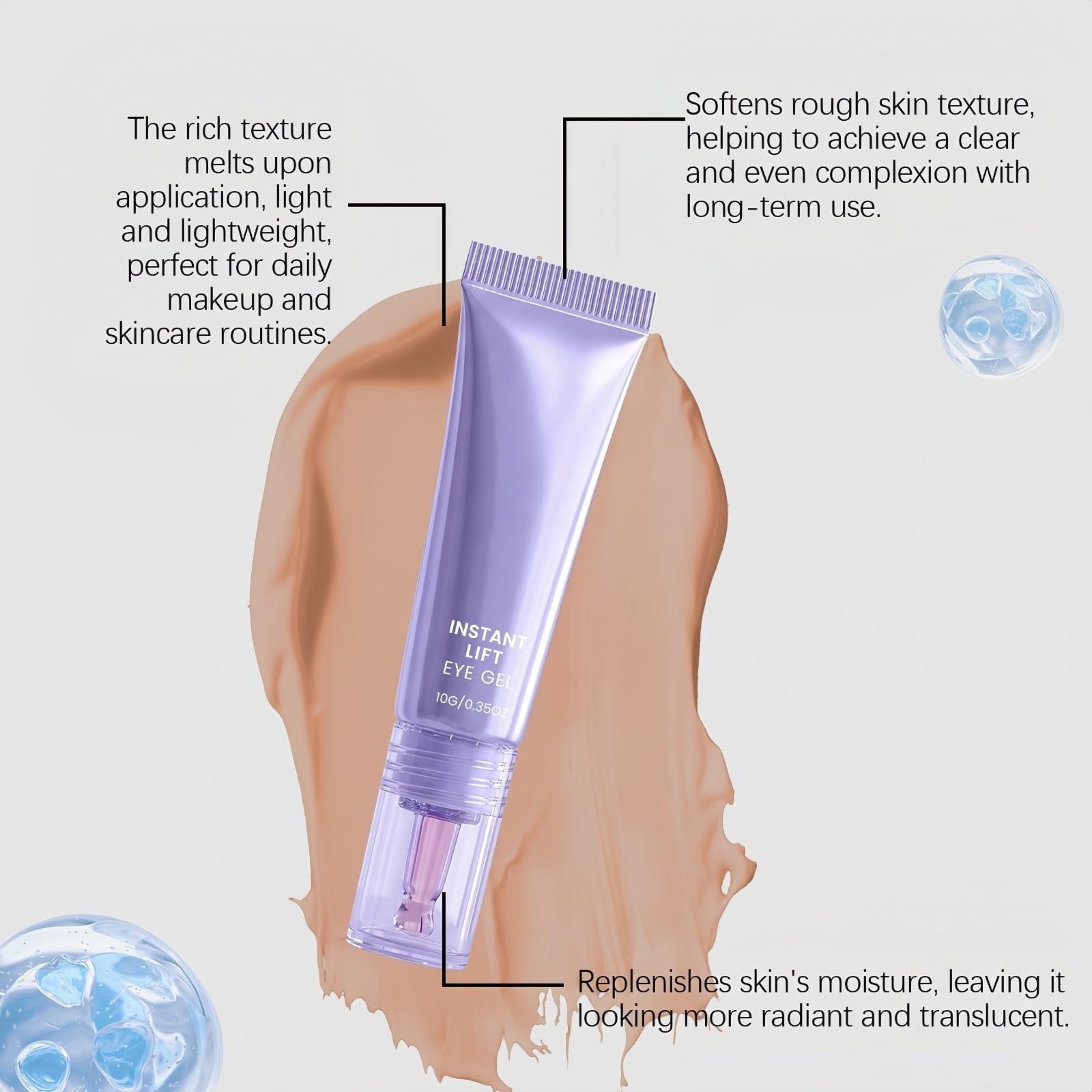 Gel lifting istantaneo per gli occhi, Retinol Creme Contorno Occhi, Anti-occhiaie, Crema Riparatrice Occhi Idratante, Corregge rughe, tasche, occhiaie e rilassamento del contorno oculare. | Idratare e levigare la pelle del contorno occhi.
