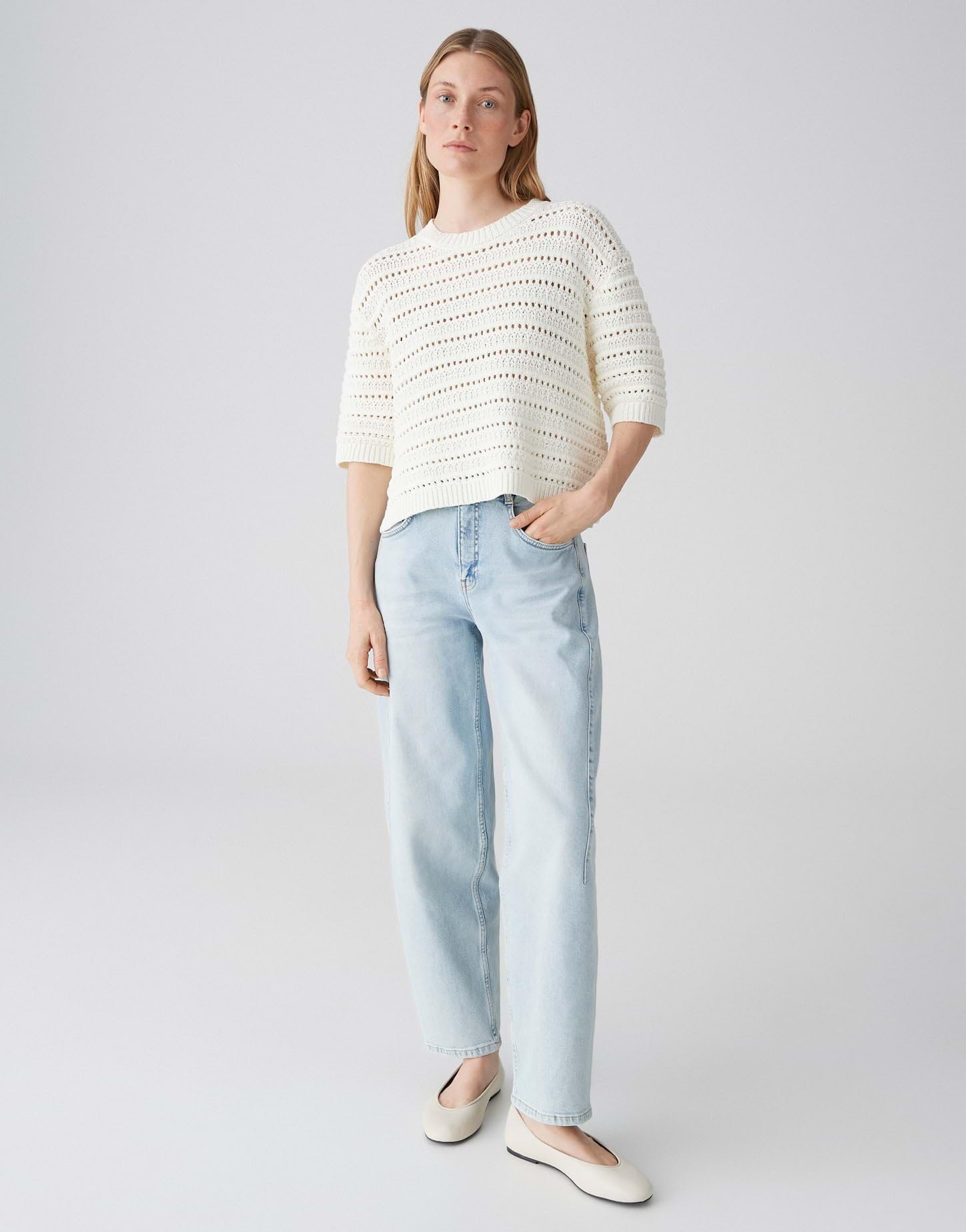 OPUS Damen Pullover | Kurzarmpullover aus nachhaltigem BCI Cotton Mix