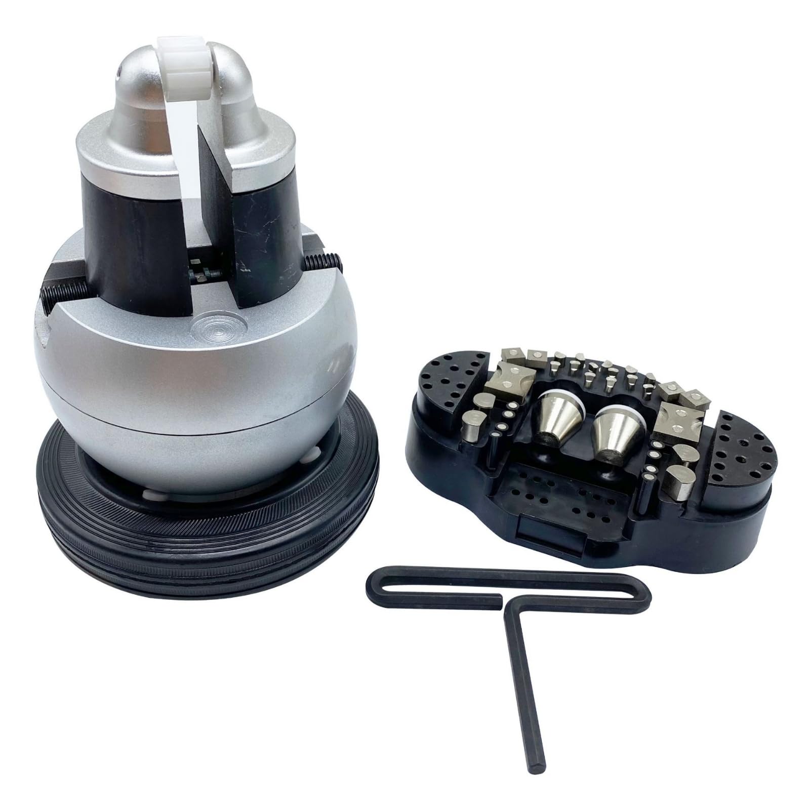 Gemstone Setting Morsa Sferica per Incisione Supporto da Banco Regolabile Base Rotante 360 Gradi Attrezzo con Inserti Conici E Accessorio Forato