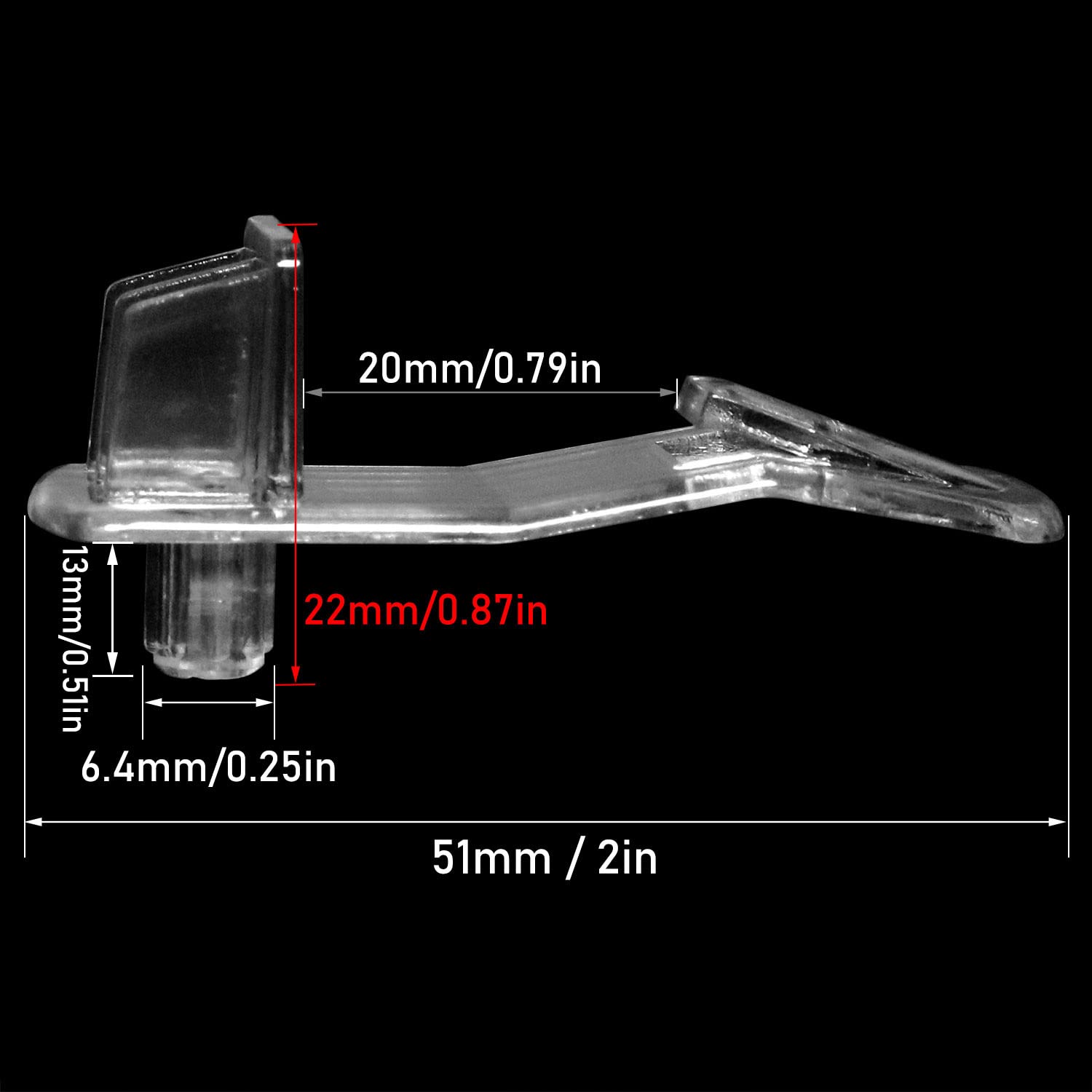 Shelf Support Peg LUORNG 20PCS Clear Plastic Locking Shelf Support Pin Clips, Cabinet Shelf Pins for 1/4inch Diameter Hole and 25/32inch Shelf,Self-Locking Bracket Clips — Amazon image 4