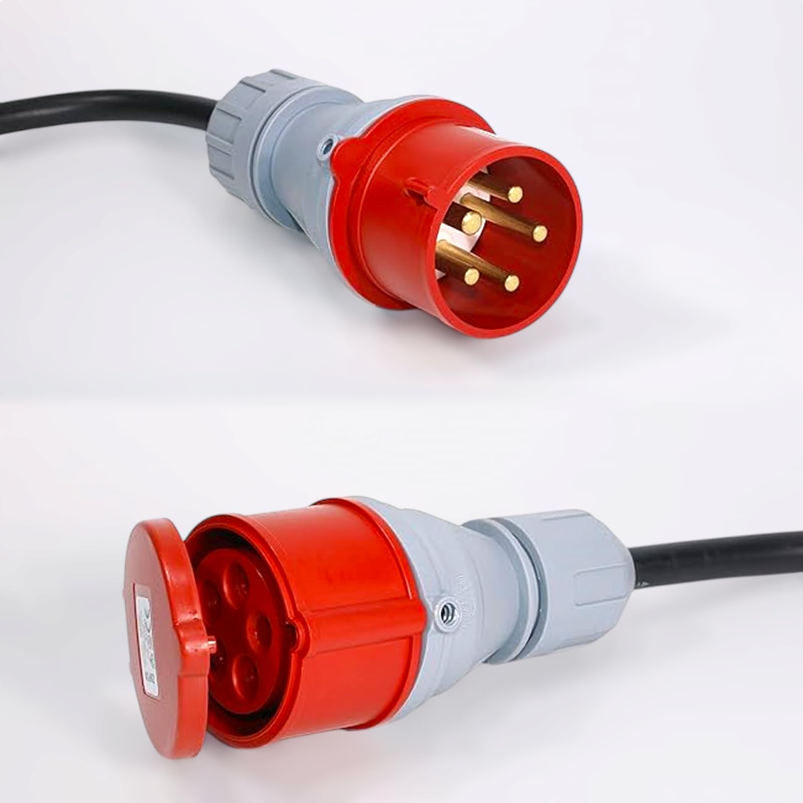 L4F Adaptateur CEE triphasé 32A (22 kW) fiche vers prise 16A (11 kW), câble H07RN-F 5G 2,5mm², portable, avec couvercle de protection, étanche IP44, adapté pour usage industriel et domestique