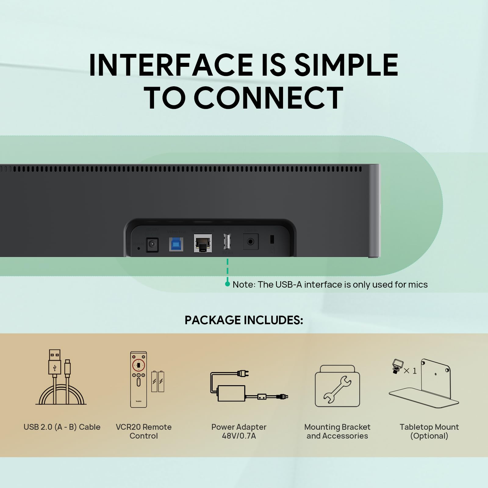 Yealink UVC40 E2 USB Conference Room Camera System Ultra-HD 4K Video Conference Camera 120° Wide-Angle Lens Built-in 8 Microphone Arrays Auto Framing Speaker Tracking and Smart Area Exposure Webcam