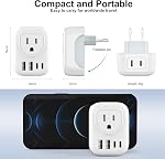 European Travel Plug Adapter, DIWILI International Power Plug with 2 AC Outlets 4 USB Ports(2 USB C), Type C Travel Essentials Charger for Canada to Most of Europe EU Italy Spain France