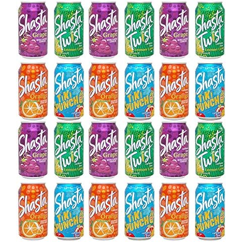 [Case of 24] Shasta Variety Pack (Twist, Grape, Orange, Tiki Punch) Cover