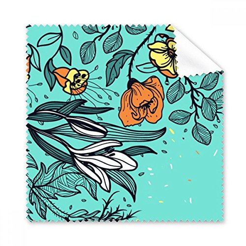 Chiffon de nettoyage en tissu pour lunettes et écran Motif floral lys et camélia Lot de 5