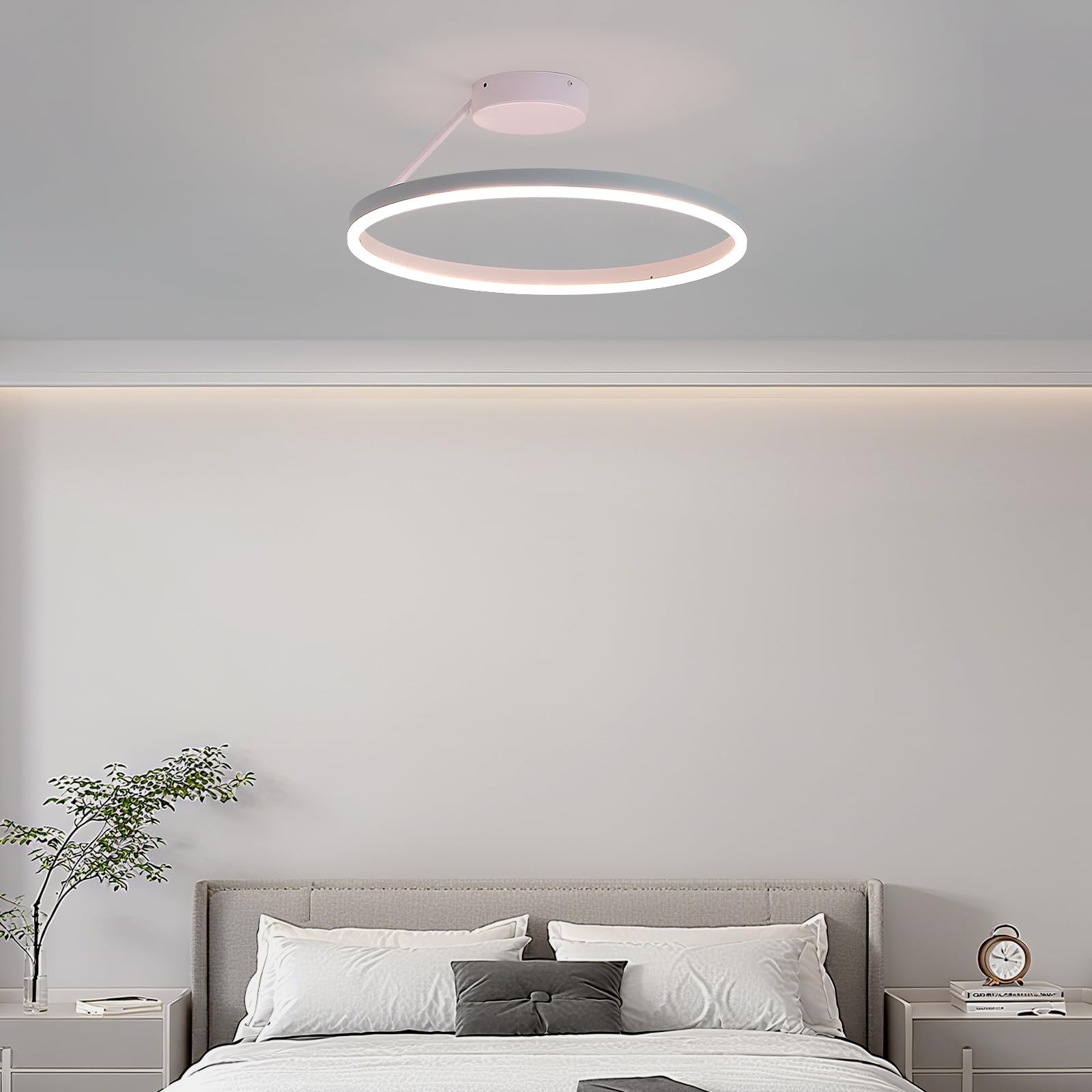 Ring Deckenlampe, Runde LED Deckenleuchte, Moderne Einfache Deckenlampen, Weiß Dimmbare deckenleuchten, Geeignet für Wohnzimmer, Esszimmer, Schlafzimmer, Küche, Korridor, Flur 50cm