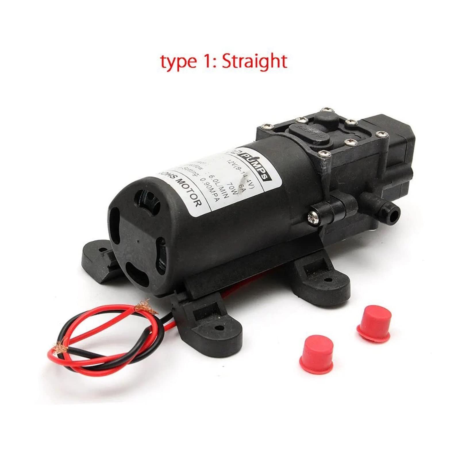 Bomba sumergible Bomba de agua ultra silenciosa Bomba de diafragma de alta presión for agua, for caravanas y barcos, 2 modelos, 12 V CC, 9-14,4 V, 6 A, 70 W, FL-3308, 130 PSI, 6 l/min(Type 1 Straight)