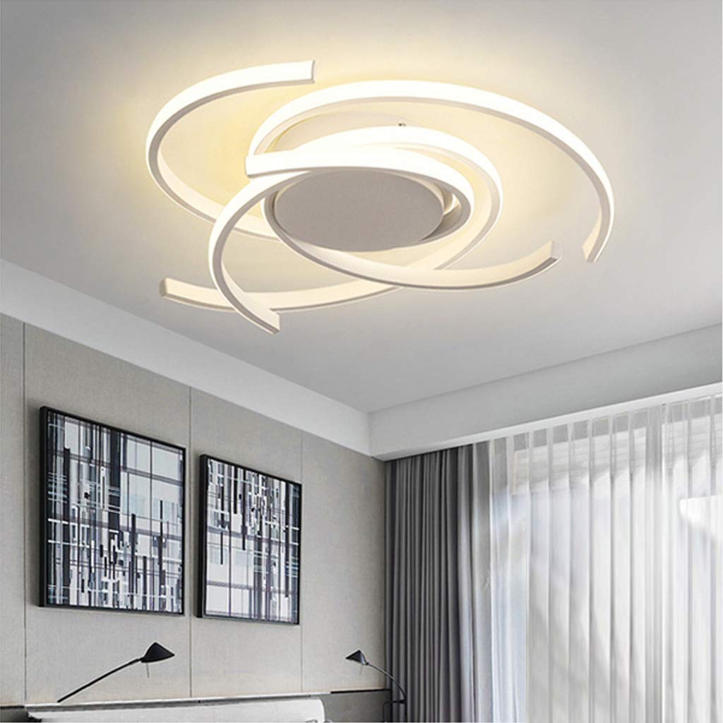 Modern Dimmable LED Ceiling Lamp Living Room Suspension with Remote Control Vortex Shape Bedroom Chandeliers Metal Acrylic Dining Room Interior Hanging Lamp Decorative Pendant Light,White/75cm/92W