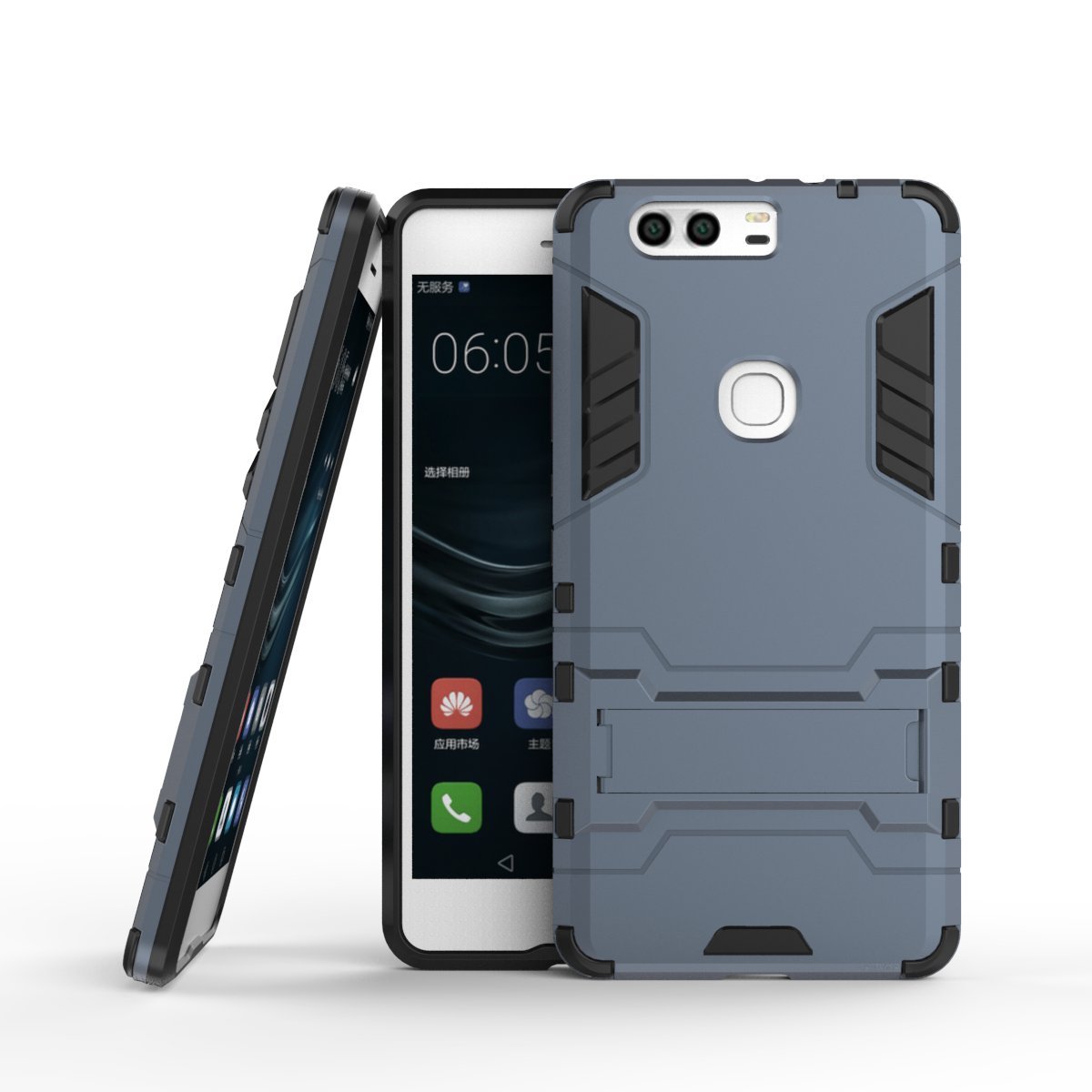 Funda Huawei Honor 9, MHHQ 2in1 Armadura Combinación A Prueba de Choques Heavy Duty Escudo Cáscara Dura PC + Suave TPU Silicona Rubber Case Cover con soporte para Huawei Honor 9 -Black Plus Gray — view 20