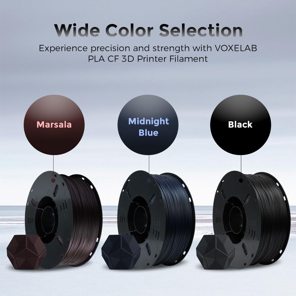 VOXELAB ASA CF filament 1,75 mm, wysokiej jakości filament do drukarki 3D ASA CF, dobra przyczepność do druku 3D, pakowania próżniowego, porządna szpulka, precyzyjna dokładność pomiaru +/- 0,02 mm, 1