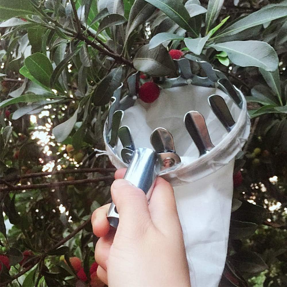 Attrezzo per la raccolta della frutta, Testa Raccoglifrutta In Abs Con Borsa Bianca 14-16cm | 14cm