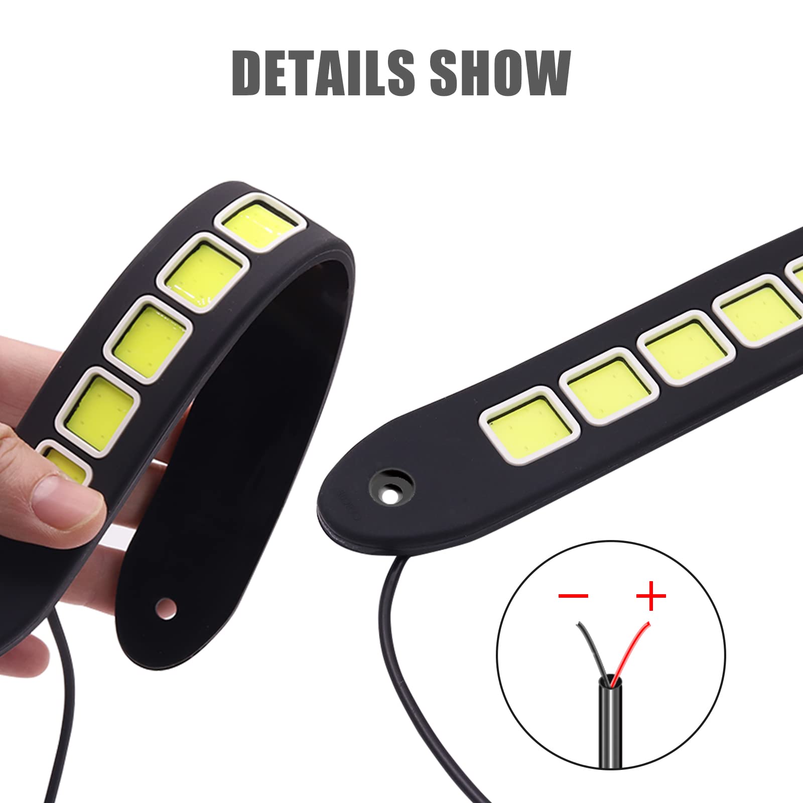 2PCS 12V Feux de Circulation Diurnes,Universal 5W Voitures Lumières de Bande DRL Feux de Circulation Diurnes et de Brouillard 10COB Feux de Jour Lampe pour Camping-car Bateau Voiture