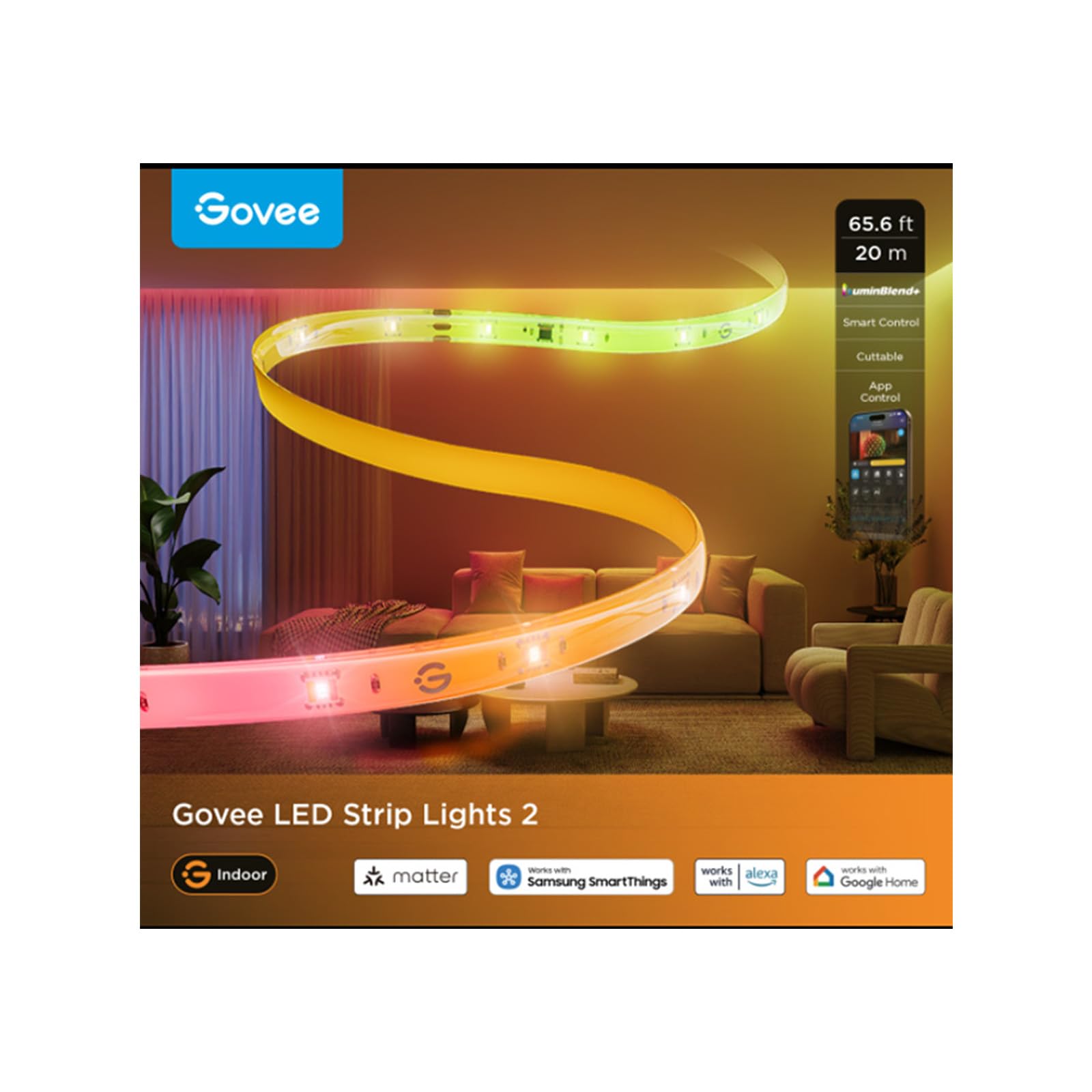 Govee Taśma LED 2, RGBWWIC Smart 10 m taśma LED z LuminBlend+