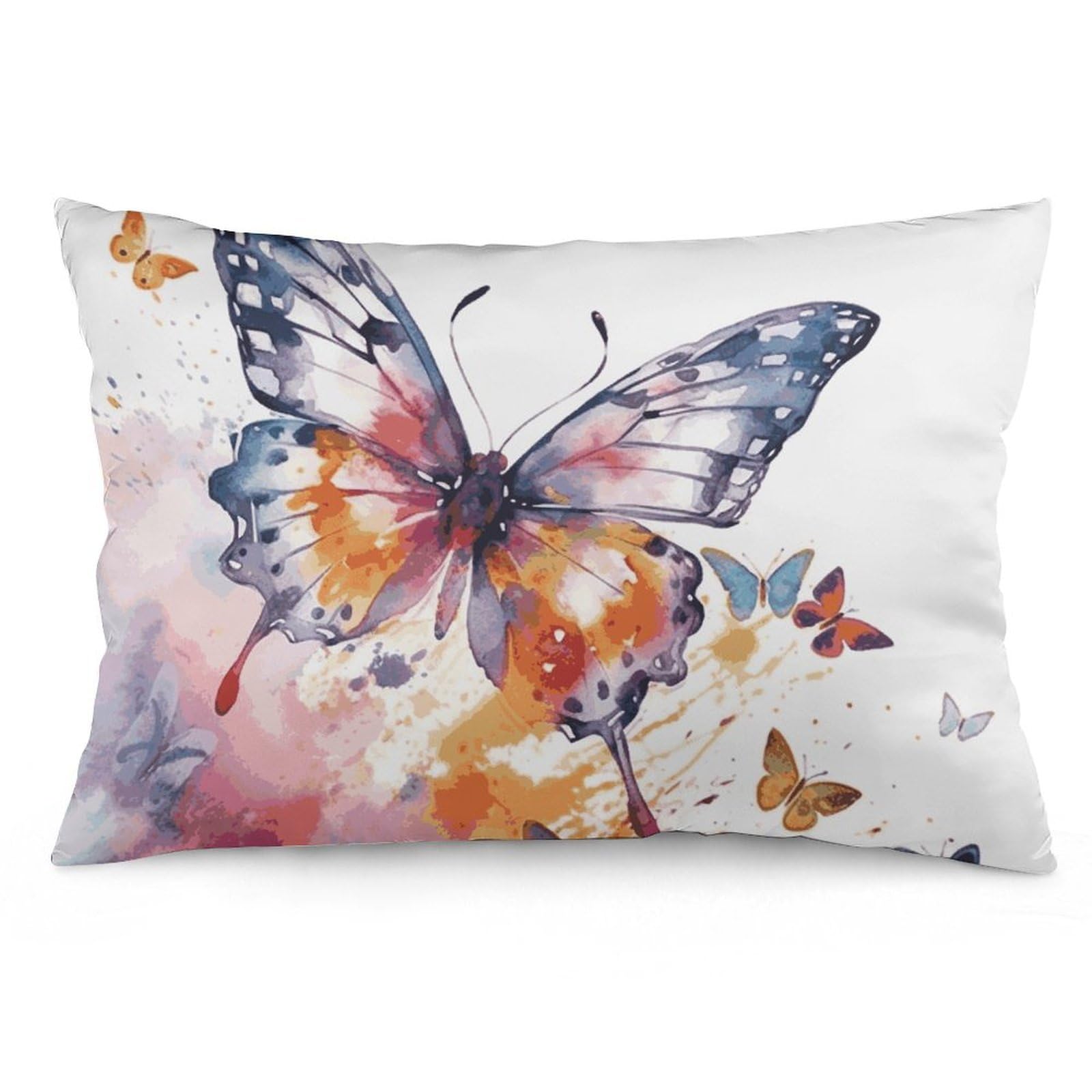 2 Pack Pillow Cases for Hair and Skin, Soft Breathable Pillow Case Covers with Hidden Zipper, Watercolor Butterfly Pillowcase 16 "x24 Pillow Covers for Sleeping Gift