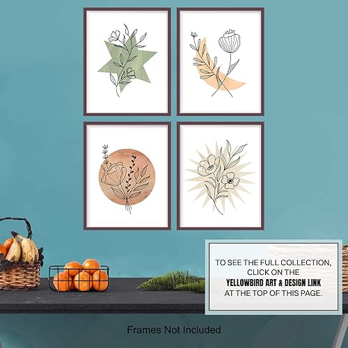 Miniatura 7 de Abstract Plant Wall Decor - Minimalist Aesthetic Line Art for Bathroom, Bedroom, Living Room - Matisse Style Botanical Poster Print Set - Celestial