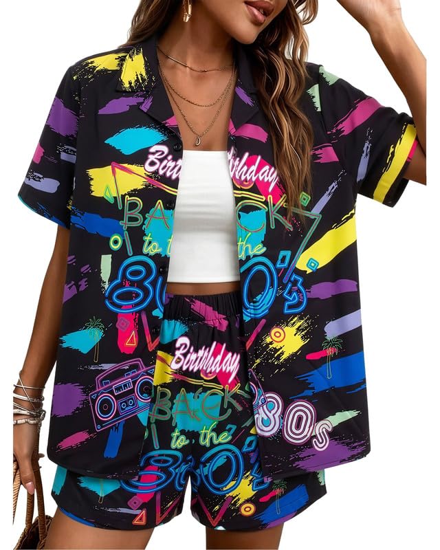80s 90s 2 Piece Outfits for Women Retro Theme Party Disco Matching Sets