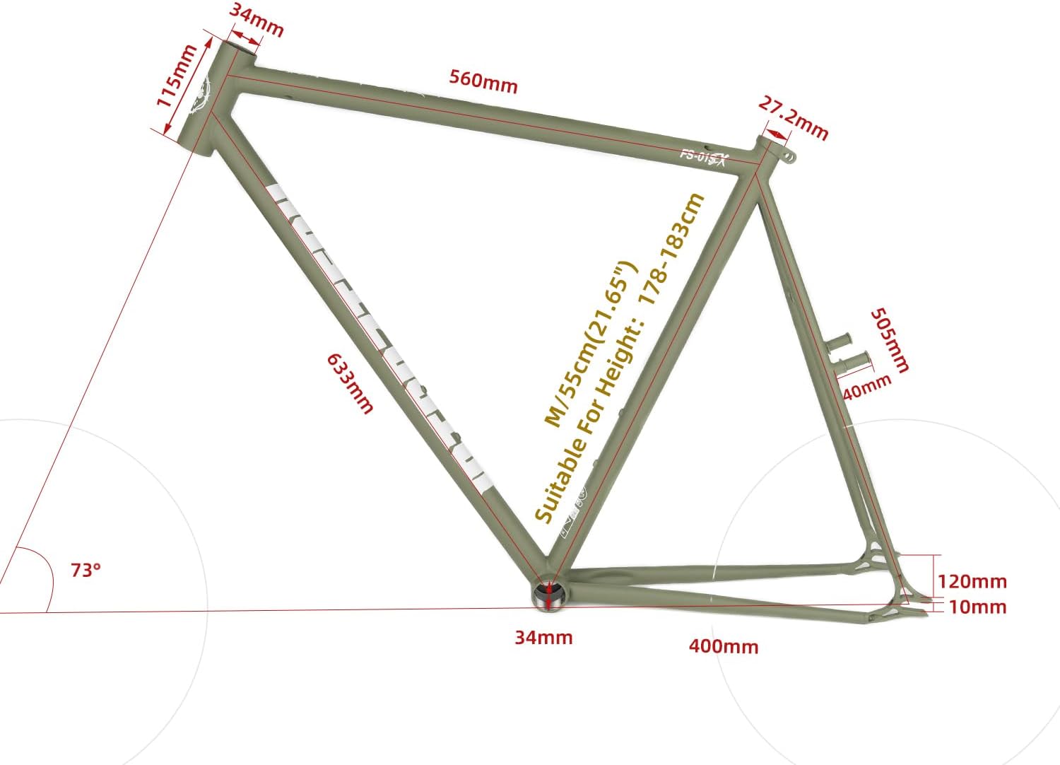 FM005 INTRO7 Fixed Gear Bike Frame Hanging Brake Fixie Bicycle 55cm CR-MO Track Cycling Framesets