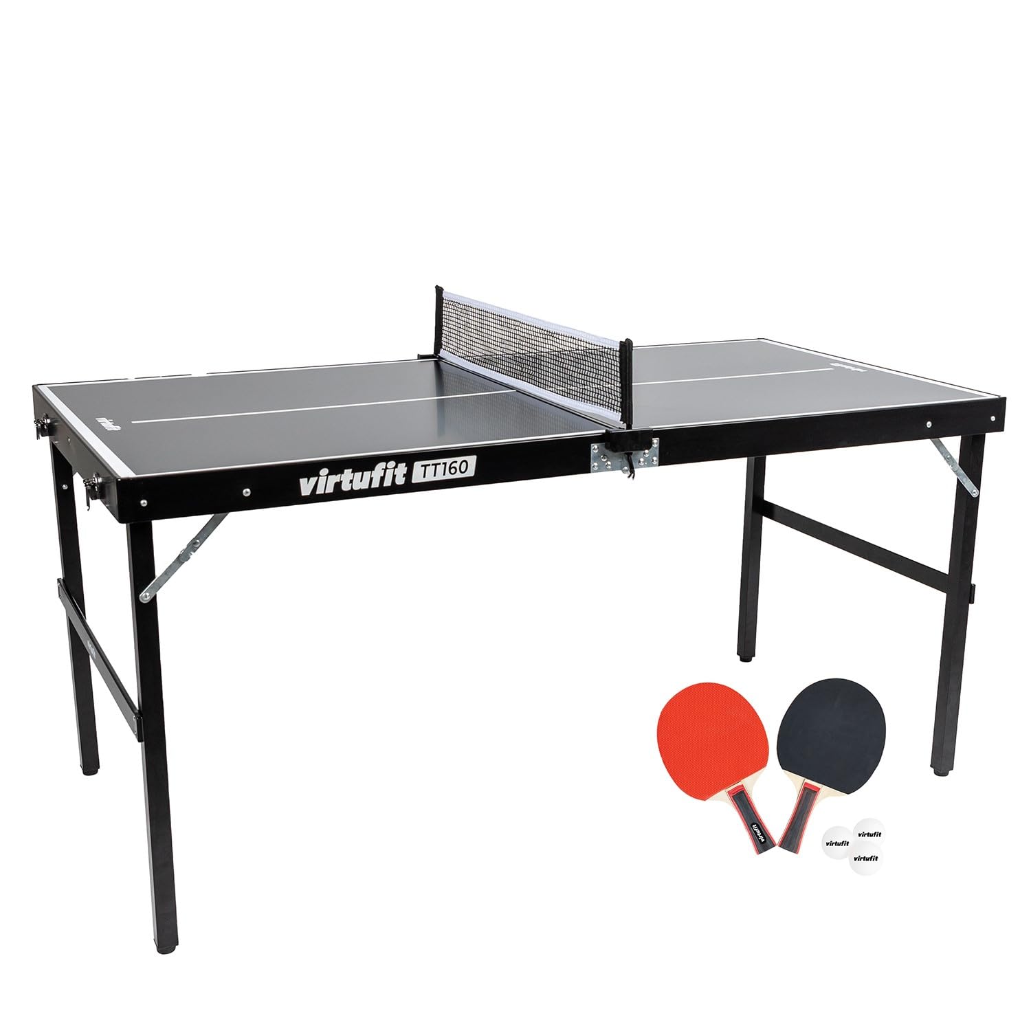 VirtuFit Mini Mesa de Ping Pong TT160 - Con 2 Bates y 3 Bolas