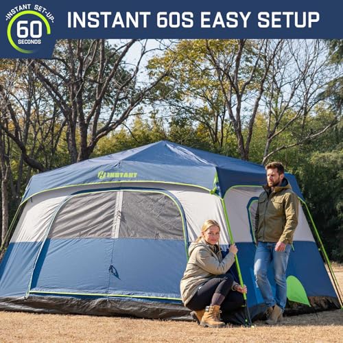 Image of 4 /6 /8 /10 Person Instant Tent, Waterproof Pop Up Tents for Camping with Rainfly, 60 Seconds Easy Setup, Automatic Cabin Tent for Family Camping with Expandable Carry Bag & Upgraded Ventilation