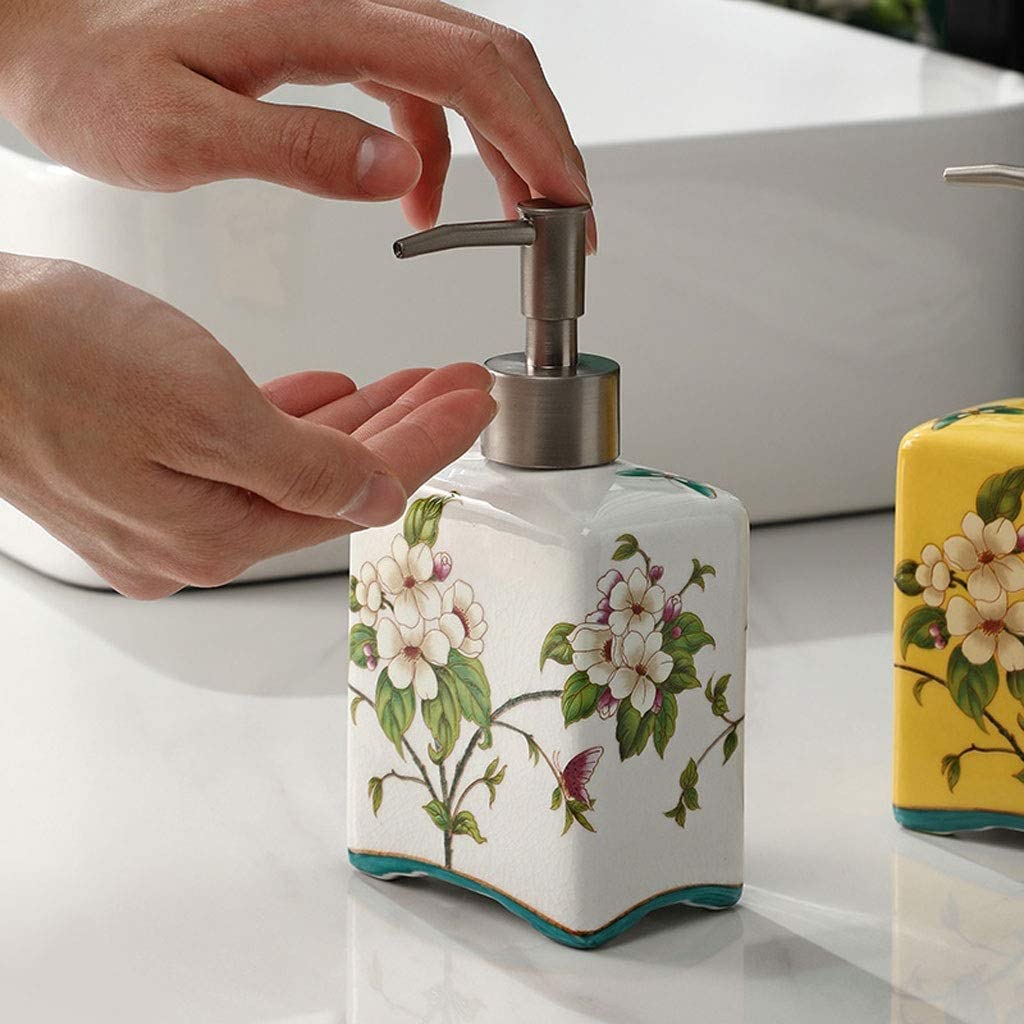 Distributore di sapone ricaricabile Distributore di sapone a pressione manuale Distributori di lozione ricaricabili Distributore di sapone a pompa goffrata riutilizzabile di grande capacità (blu)