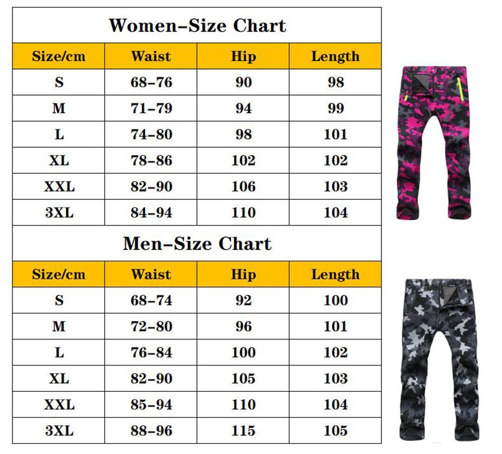 Pantaloni Trekking Sci Uomo/Donna Invernali Pantaloni da Lavoro Termici Impermeabile Pantaloni Softshell Montagna Escursionismo Caldo All'aperto