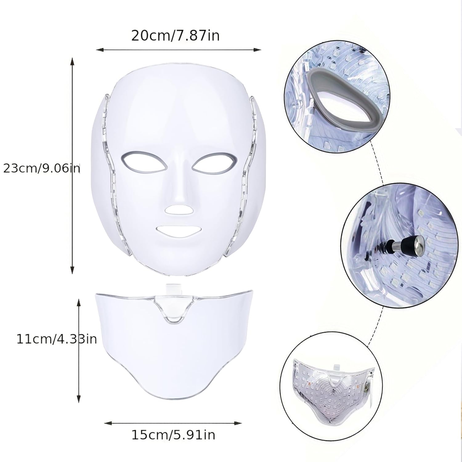 LED Face Msk (model FM-01), 7 Color LED Msk Light Therpy, Skin Care Msk for Face and Neck