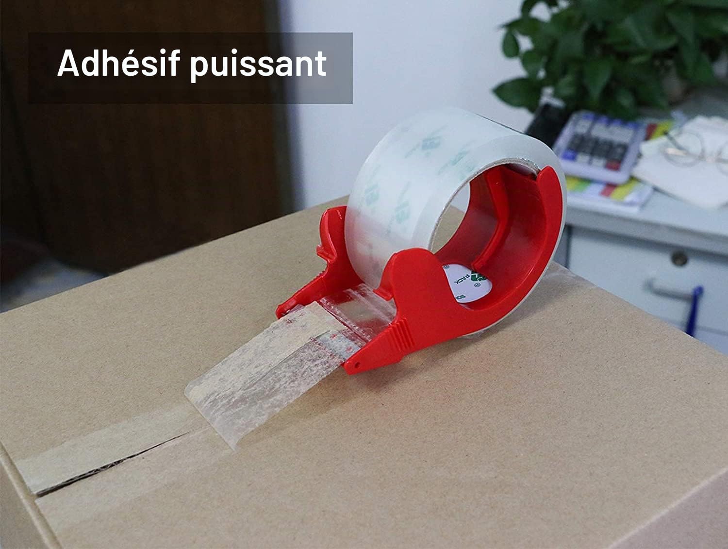 BOMEI PACK Ruban Adhésif Distributeur Transparent Rouleau Adhésif 18 rouleaux Emballage de ruban adhésif pour boîtes d'emballage et carton 66m x 48mm