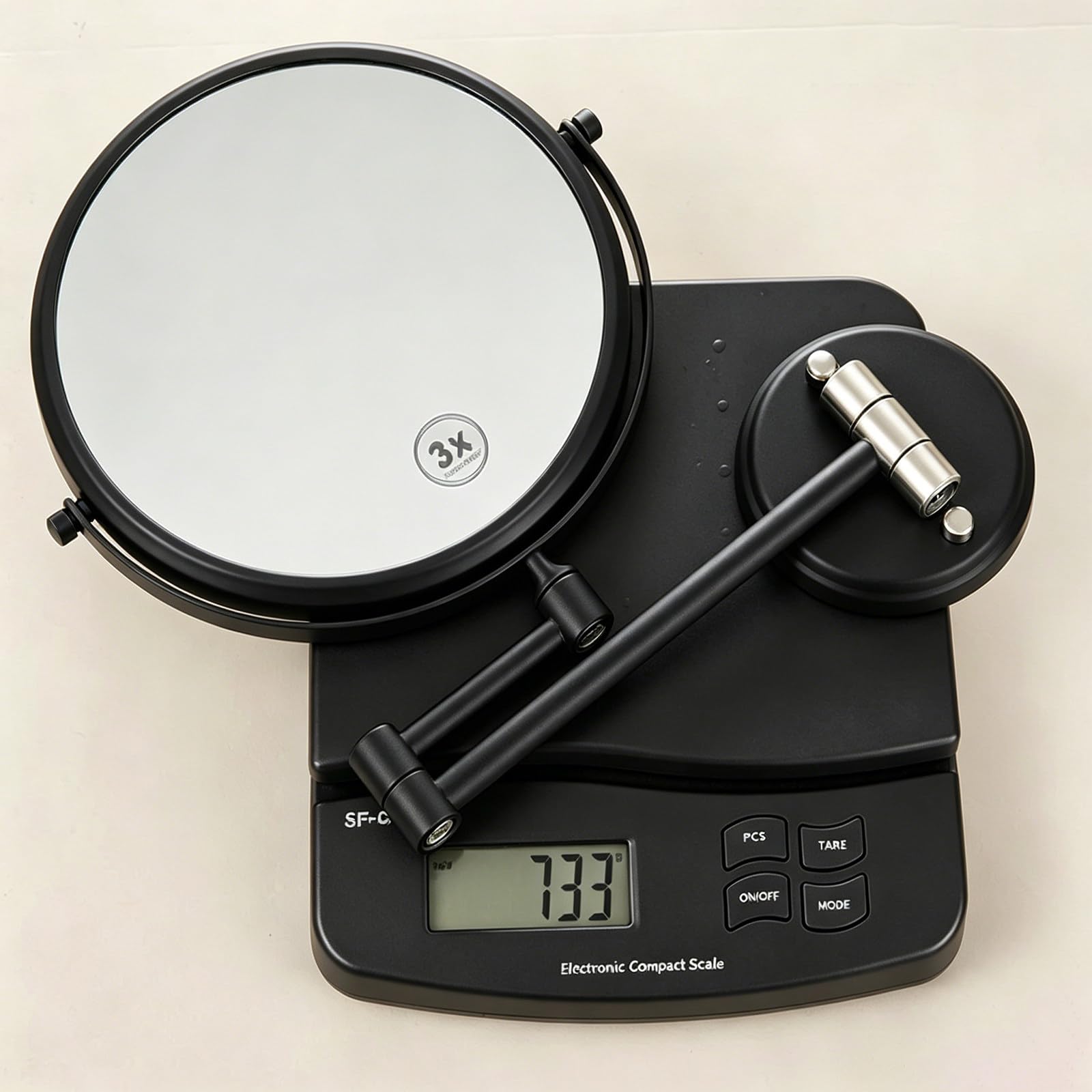 8 Pollici Specchio Cosmetico da Parete Telescopico, Specchio da Trucco Pieghevole da Parete con Ingrandimento 1X/3X, Girevole a 360° Specchio da Bagno, per Trucco e Rasatura in Bagno