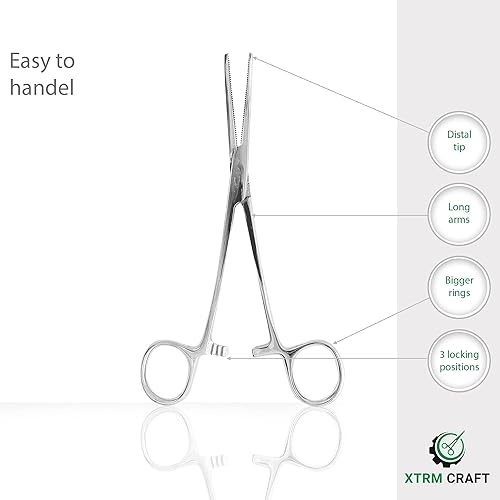 Miniatura 6 de Pean Hemostat - Pinzas de bloqueo multiusos, rectas y curvas, de acero inoxidable, para enfermeras, fórceps de pesca, manualidades y pasatiempos