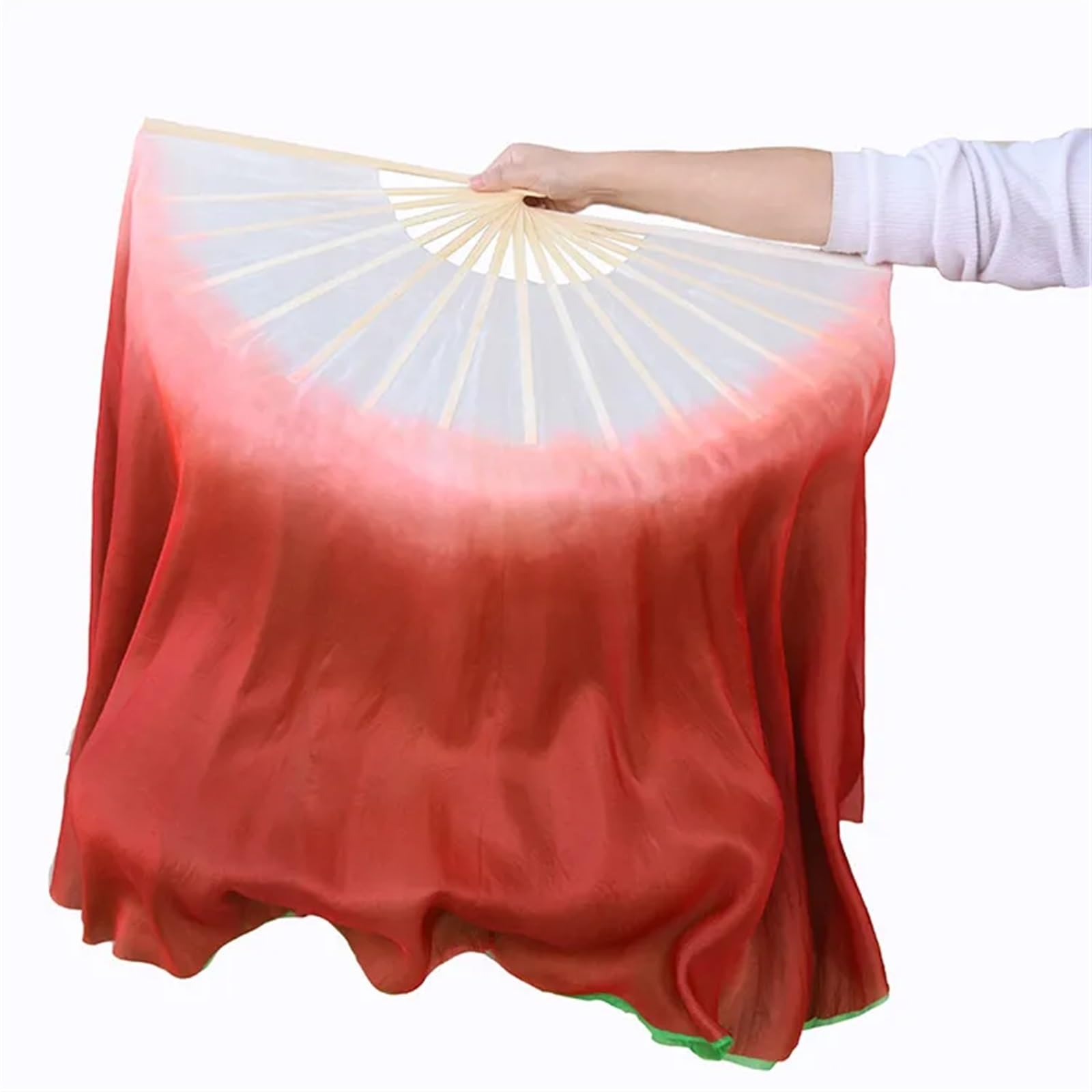 Wachlarz do tańca brzucha, Dwustronny Różny Kolorowy Jedwabny Folk Art Chiński Taniec Bambus Krótki Fan Akcesoria 41cm-86cm(61cm(31 30cm),1pcs right 1pcs left)